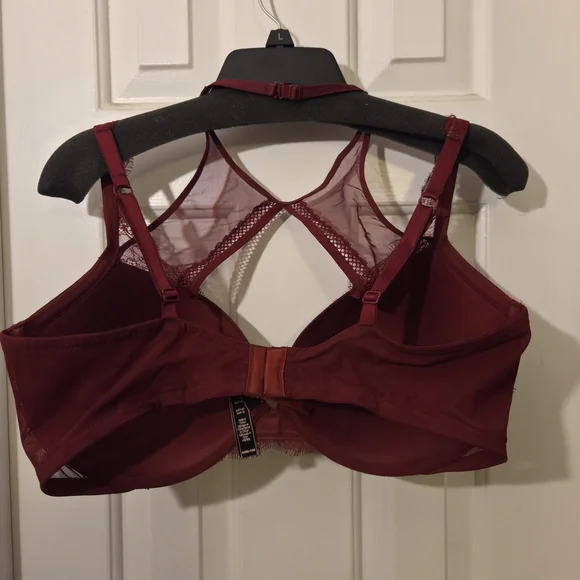 Victoria's Secret: Very Sexy Push-up Harness Burgundy Red Lace Bra. Size 40DD. - Picture 14 of 15